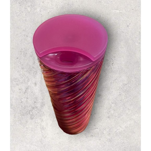 Starbucks 2022 Holiday Tumbler Iridescent  Spiral Pink 16 Oz NEW - Picture 2 of 3
